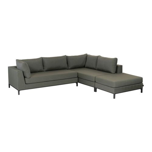 Salon de jardin d’angle droit en alu gris foncé/sauge - Sicilie