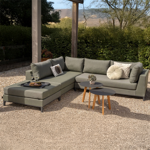 Salon de jardin d’angle gauche en alu gris foncé/sauge - Sicilie