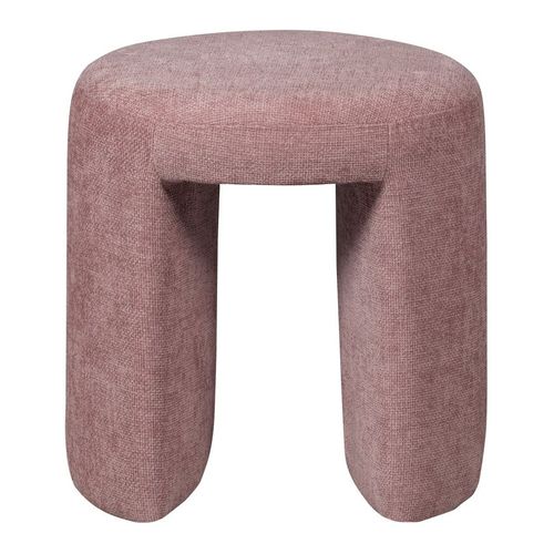 Tabouret en tissu chenille rose blush - Charlie