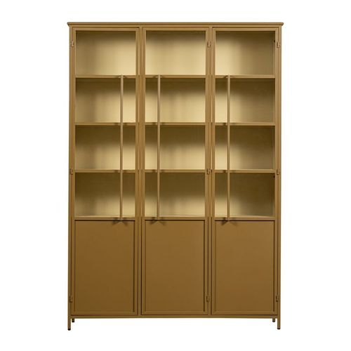 Vitrine 3 portes en métal thermolaqué jaune moutarde - Exhibit