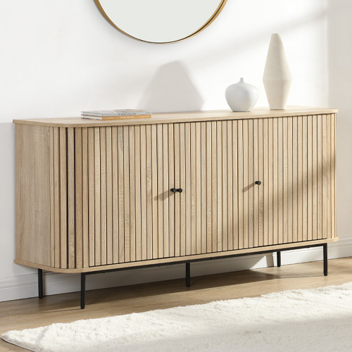 Buffet 3 portes rainurées couleur chêne L160xH78 cm - Solna