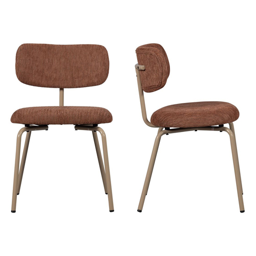Lot de 2 chaises de salle à manger moderne en tissu tissé marron - Travis