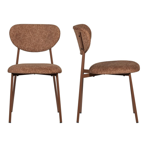 Lot de 2 chaises de salle à manger en tissu tissé marron - Valor