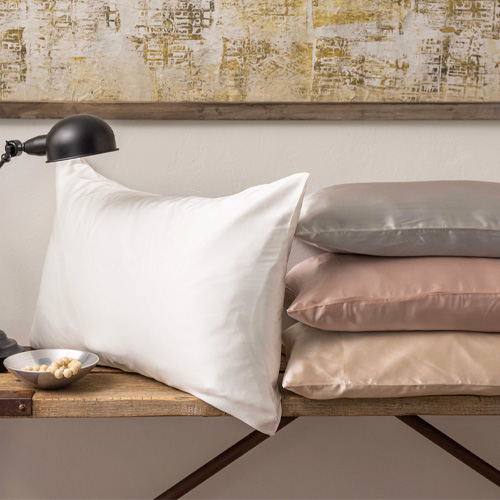 Lot de 2 Taies d'oreiller en soie rose nude 50 x 75 cm - Ashley