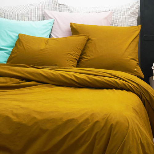 Drap housse en coton bio Jaune 200 x 180 cm - Celeste
