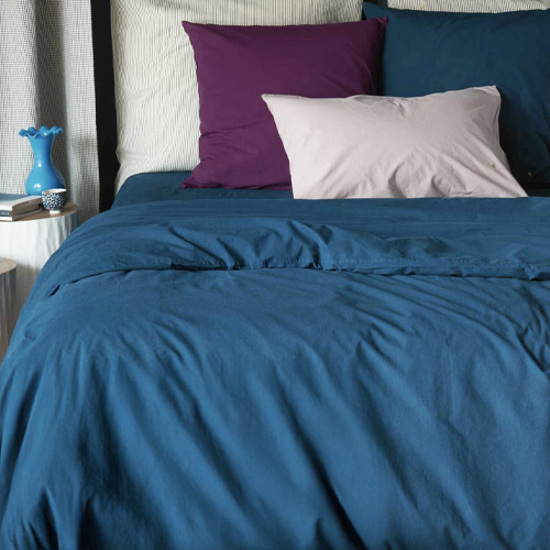 Housse de couette en coton bio bleu 140 x 200 cm - Celeste