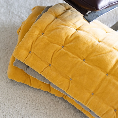 Chemin de lit en velours uni Jaune 90 x 240 cm - Elise