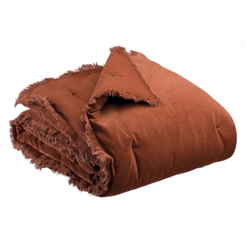 Edredon en velours marron 85 x 200 cm - Fara