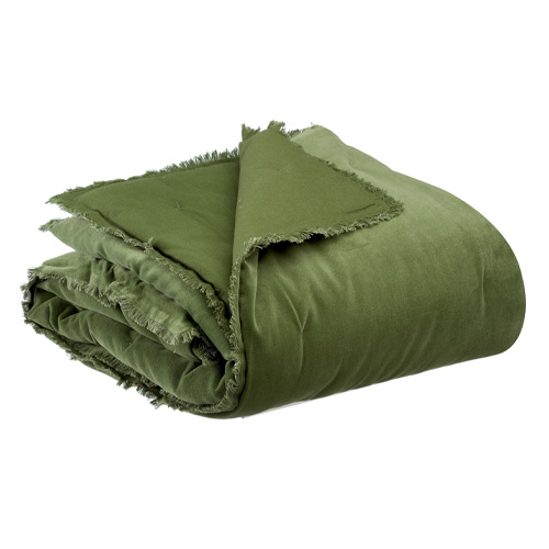 Edredon en velours Vert eucalyptus 85 x 200 cm - Fara