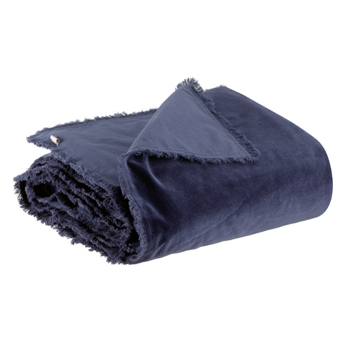 Edredon en velours Bleu marine 85 x 200 cm - Fara