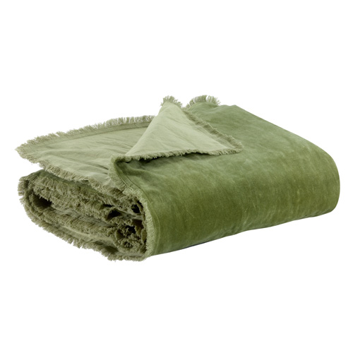 Edredon en velours Vert olive 85 x 200 cm - Fara