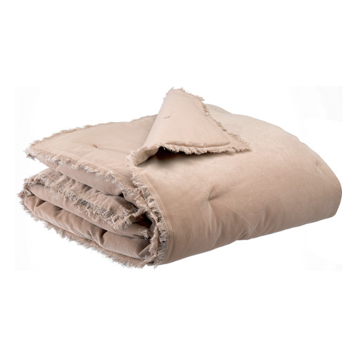 Edredon en velours Taupe 85 x 200 cm - Fara
