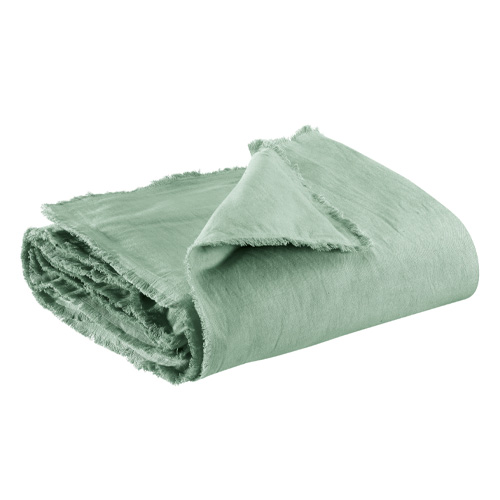 Edredon uni en lin et coton vert 85 x 200 cm - Laly