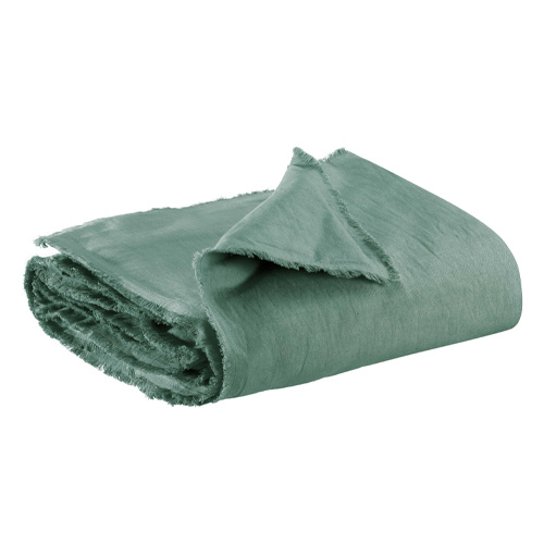 Edredon uni en lin et coton Bleu 85 x 200 cm - Laly