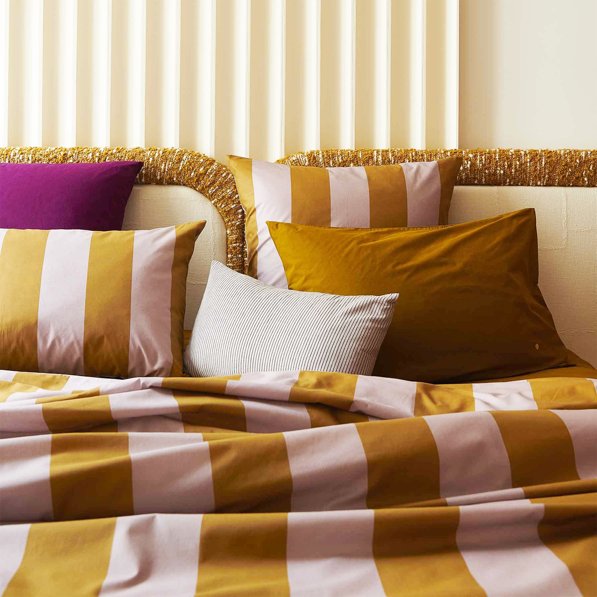 Housse de couette en coton bio rayée Rose 220 x 240 cm - Malo