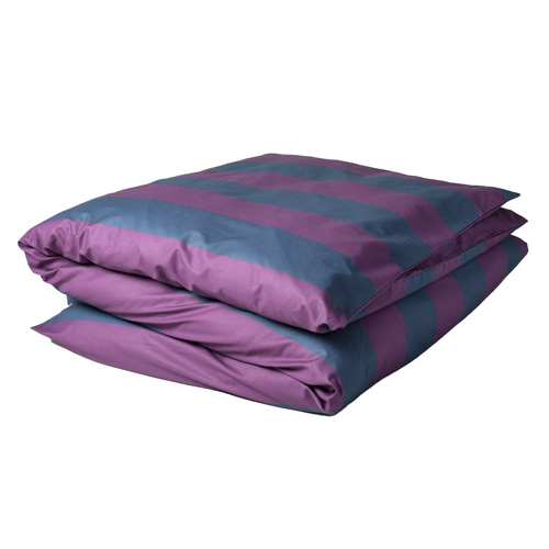 Housse de couette en coton bio rayée Violet/bleu 140 x 200 cm - Malo