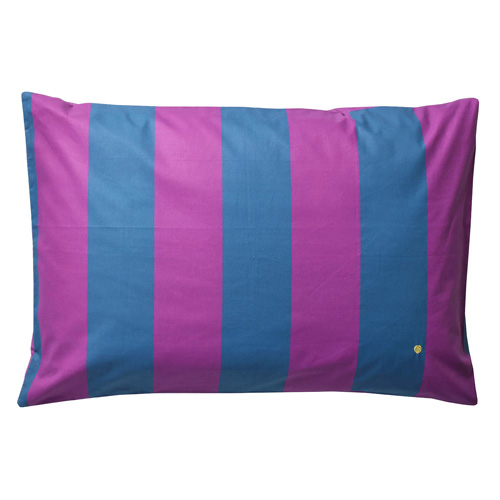 Lot de 2 Taies d'oreiller en coton bio rayée Violet/bleu 70 x 50 cm - Malo