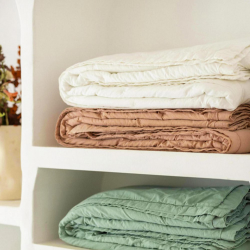 Jeté de lit en coton Naturel 180 x 260 cm - Tika