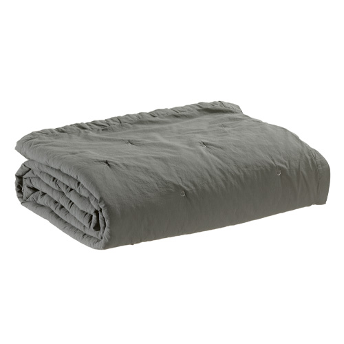 Jeté de lit en coton Gris 240 x 260 cm - Tika