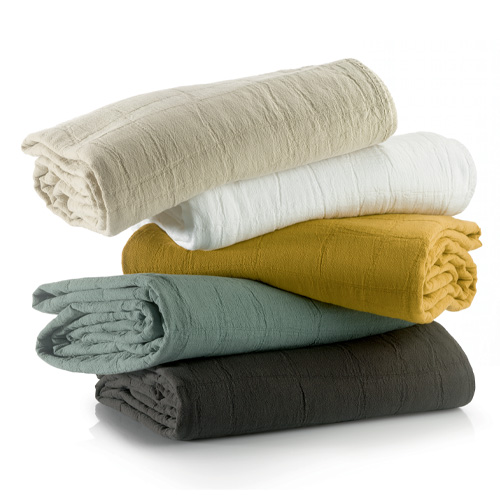 Jeté de lit coton recyclé Jaune 240 x 260 cm - Titou