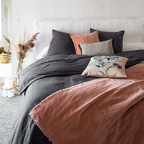 Housse de couette en lin Gris 260 x 240 cm - Zeff