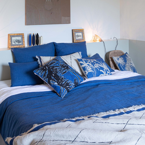 Housse de couette en lin Bleu 260 x 240 cm - Zeff