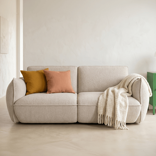 Canapé 3 places en tissu chenille beige - Lidia