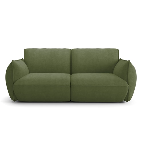 Canapé 3 places en tissu chenille vert olive - Lidia