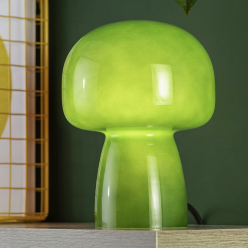 Lampe à poser champignon en verre vert rétro - Fervor