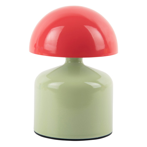 Lampe de table champignon LED en métal vert et rouge - Impetu