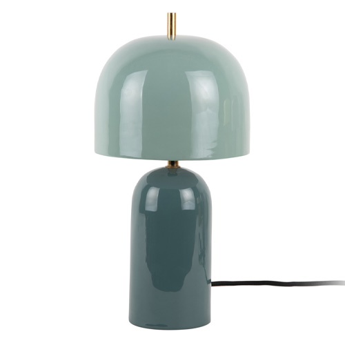 Lampe à poser champignon en métal émaillé bleu jean avec bleu brume - Rico