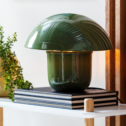 Lampe à poser champignon en métal émaillé vert jungle - Fat Mushroom