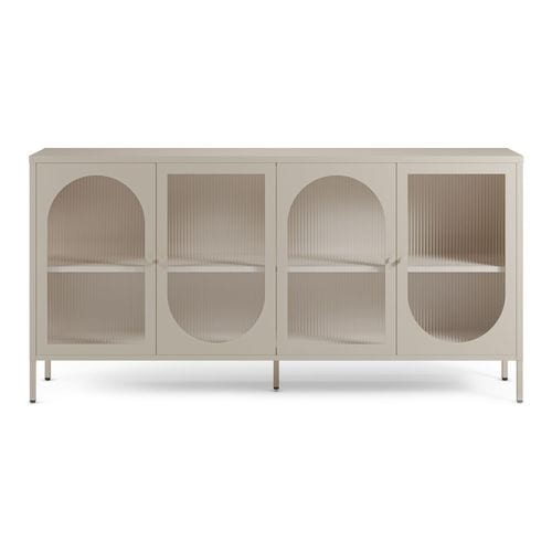 Buffet 4 portes en métal beige 160 cm - Ysia