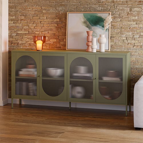 Buffet 4 portes en métal vert 160 cm - Ysia