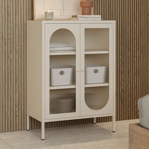 Buffet 2 portes en métal beige 70 cm - Ysia