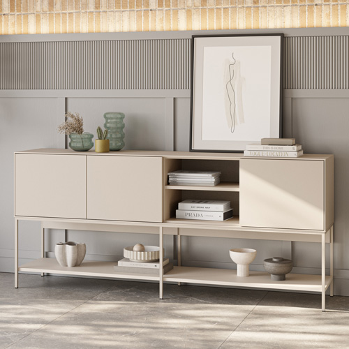 Buffet 3 portes 2 niches beige 180 cm - Zara