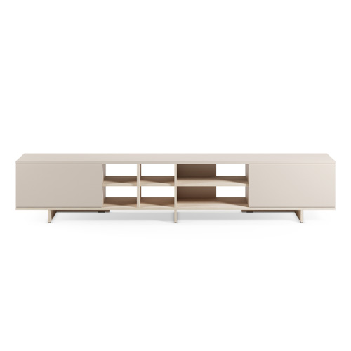 Meuble TV 2 portes beige et décor chêne clair 230 cm - Alicia