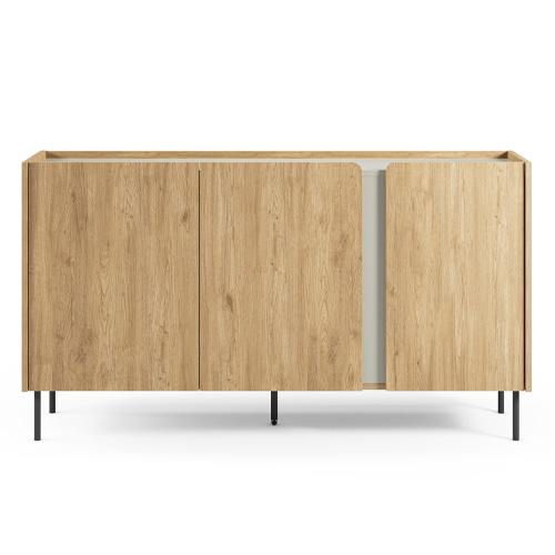 Buffet 3 portes décor chêne et vert 150 cm - Ingo