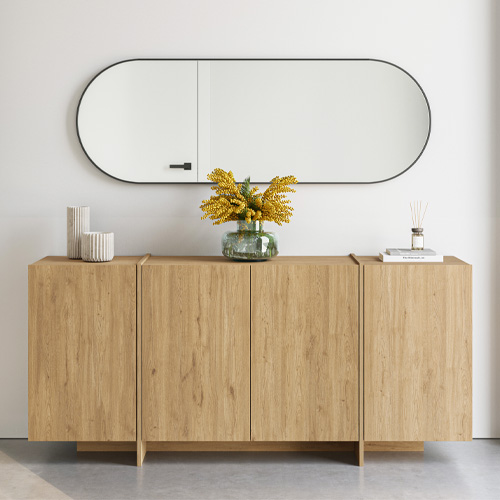 Buffet 4 portes décor chêne 180 cm - Owen
