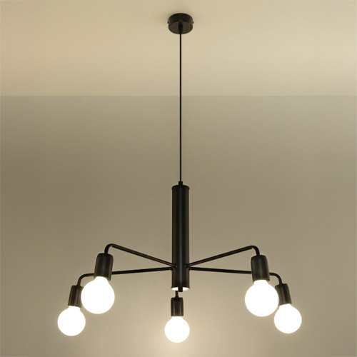 Suspension en métal noir 5 ampoules - 60 cm - Duomo