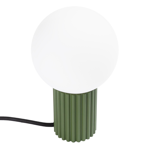 Lampe à poser en aluminium cannelé vert olive - Halo