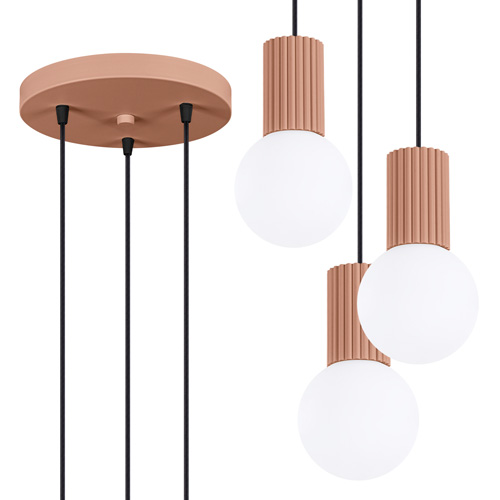 Suspension en aluminium cannelé 3 ampoules moka - Halo