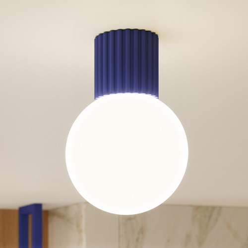 Plafonnier en aluminium cannelé bleu marine - Halo