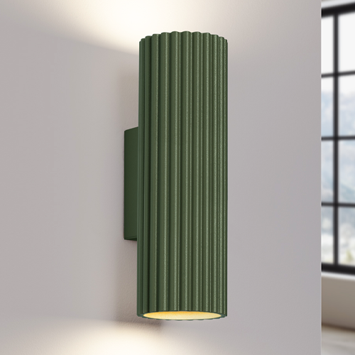Applique en aluminium cannelé 20 cm vert olive - Karbon
