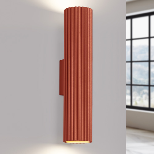 Applique en aluminium cannelé 30 cm terracotta - Karbon