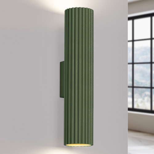 Applique en aluminium cannelé 30 cm vert olive - Karbon