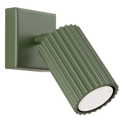 Applique en aluminium cannelé vert olive avec interrupteur - Karbon