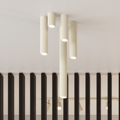 Plafonnier en aluminium cannelé 10 cm beige - Karbon