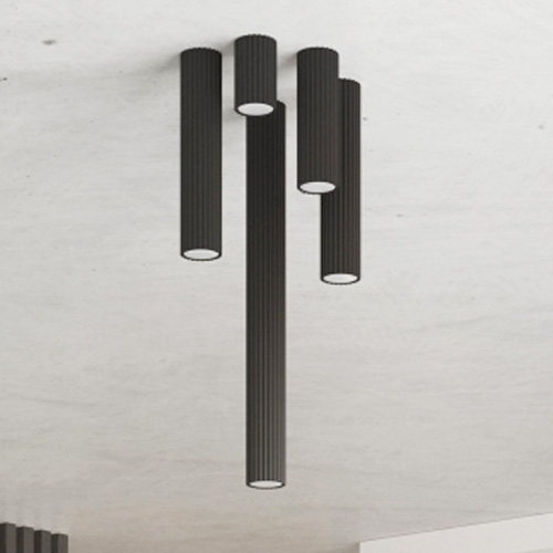 Plafonnier en aluminium cannelé 10 cm noir - Karbon