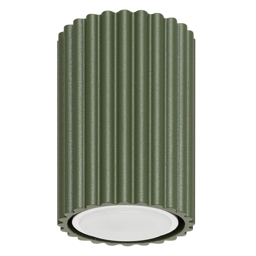 Plafonnier en aluminium cannelé 10 cm vert olive - Karbon